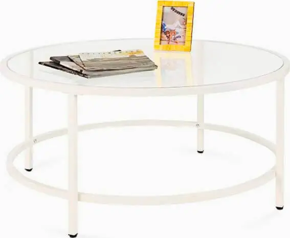 Modern Round White Glass Coffee Table
