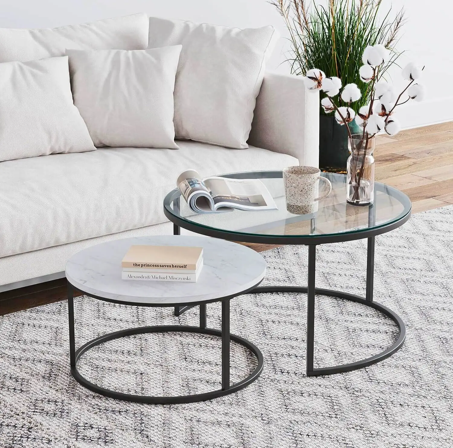 Nathan James Stella Round Glass Coffee Table